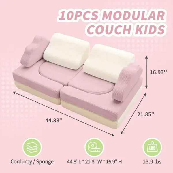 Nugget Couch Dupe - Tomlyly Kids Play Couch 10PCS TLL010 5