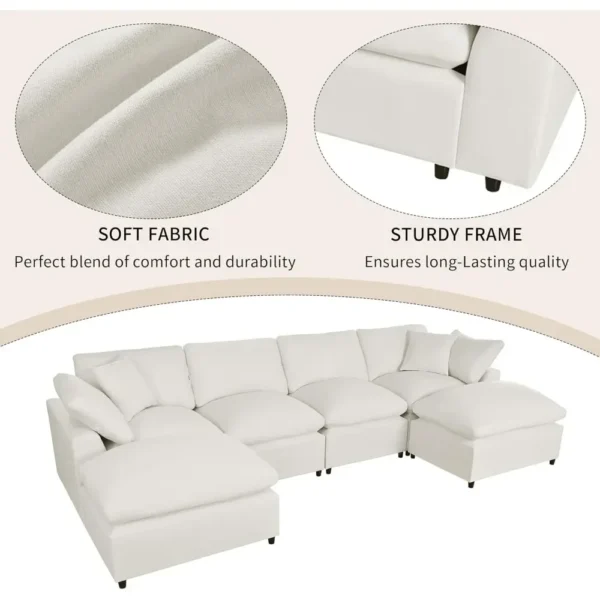 7th Avenue Couch Dupe - Tomlyly Oversized Modular Sectional Couch with Movable Ottoman T7TH6291 5