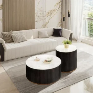 Arhaus Finnley Round Coffee Table Dupe - Tomlyly Finnley Round Coffee Table Set of 2 with Marble Lid ＆ Hidden Storage 2