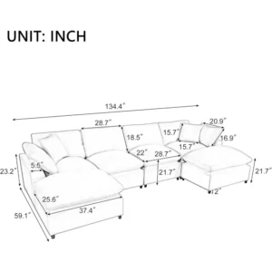 7th Avenue Couch Dupe - Tomlyly Oversized Modular Sectional Couch with Movable Ottoman T7TH6291 2