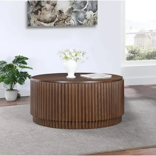 Arhaus Finnley Round Coffee Table Dupe - Tomlyly Finnley Round Coffee Table Rich Dark Brown 2