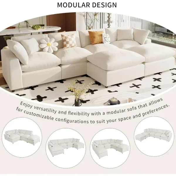 7th Avenue Couch Dupe - Tomlyly Oversized Modular Sectional Couch with Movable Ottoman T7TH6291 3